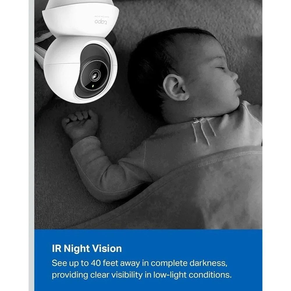 3K 5MP Indoor Security Camera w/ 360° Pan Tilt, Night‎ Vision, Alexa Ready